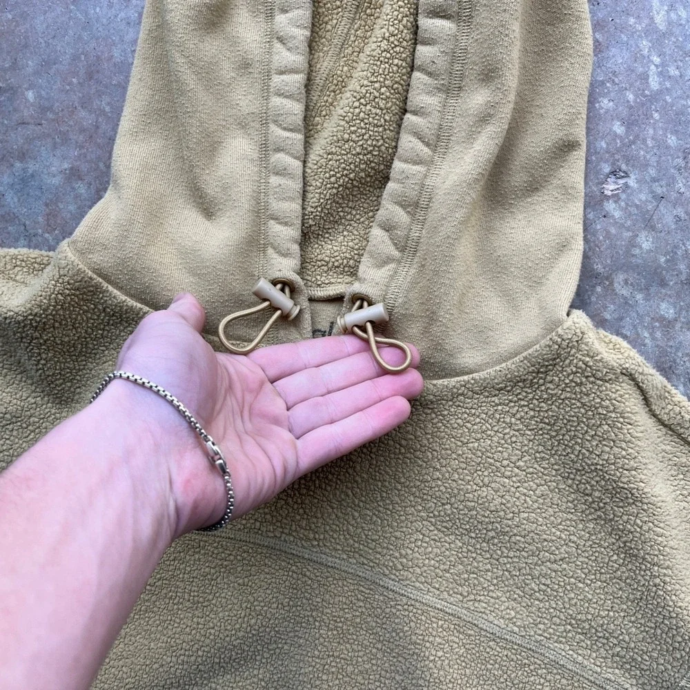 Alo Yoga Womens Mixed Media Fleece Oversized Hoodie Mustard Yellow Size L